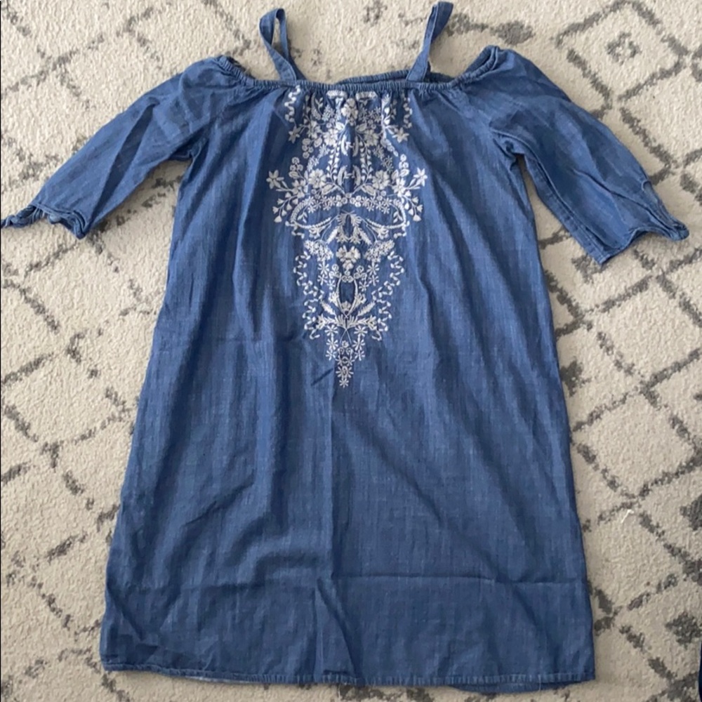Denim off the shoulder dress
